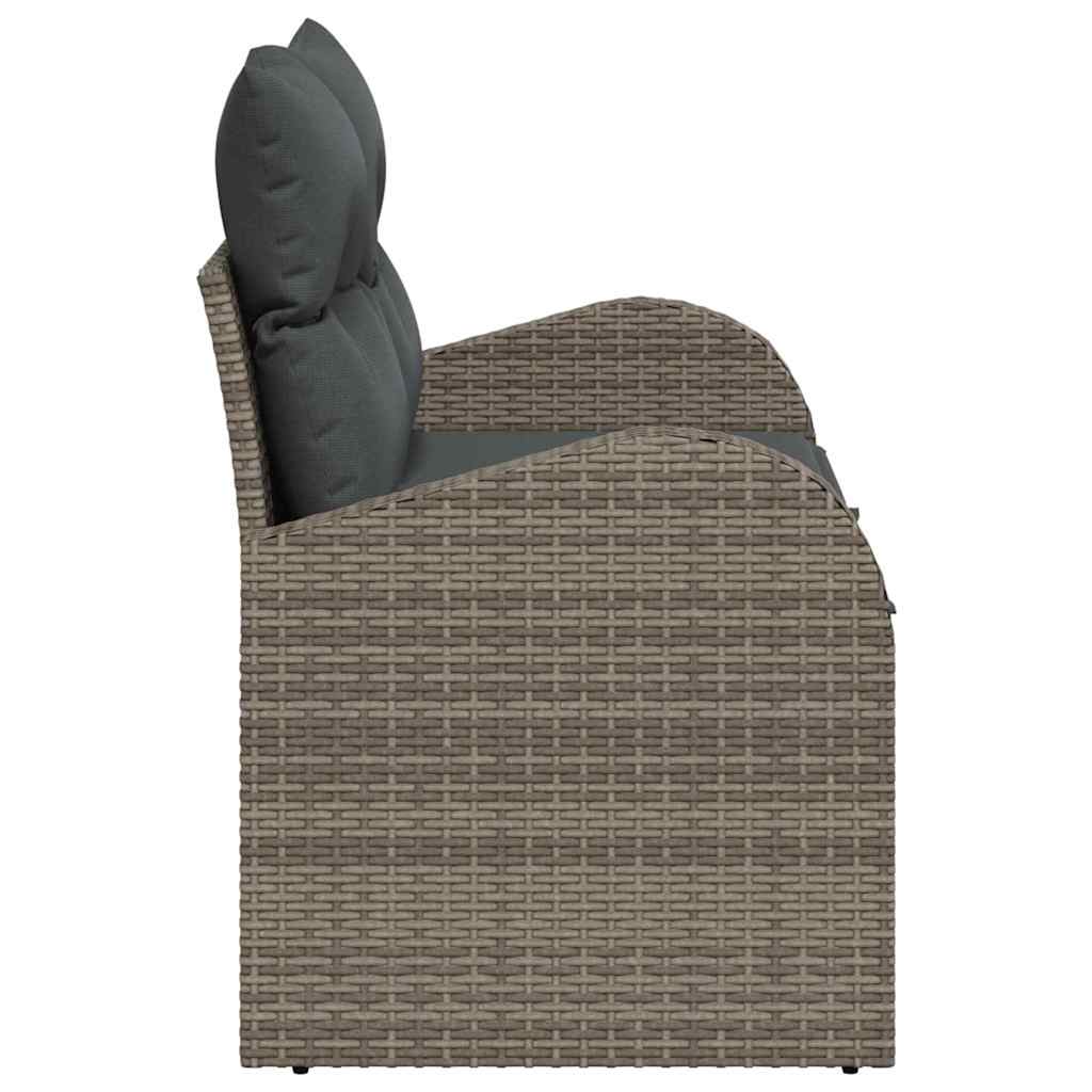 Gartensofa mit Kissen Grau 124 x 62 x 69cm Poly-Rattan